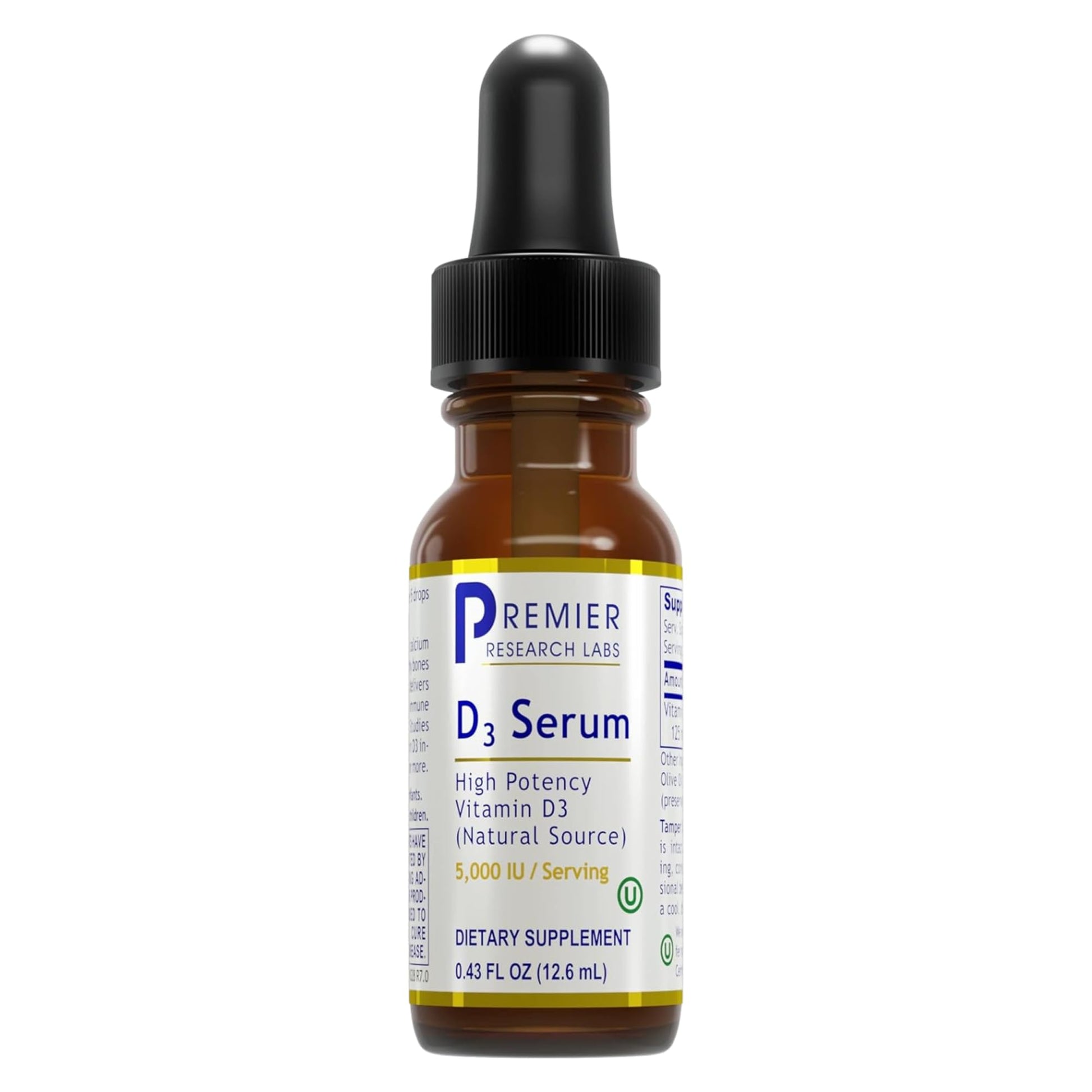 Premier Research Labs Vitamin D3 Serum - Liquid Vitamin D Oil Drops for Adults, Liquid Vitamin D3 5000 IU, Sublingual Vit D3 Liquid - 0.43 fl oz - dailyvitalstore