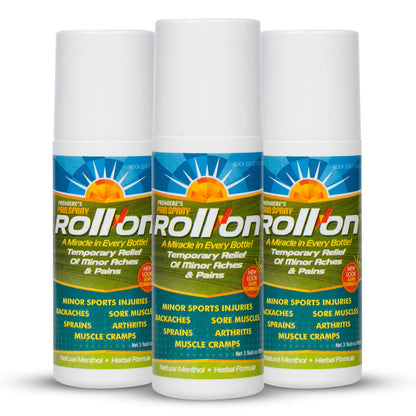 Premiere's Pain Spray All-Natural Menthol & Peppermint Roller Herbal Blend for Joint and Nerve Pain, Muscle Soreness, Sprains, Cramps, Sports Injuries, Back Pain & Neck Shoulder Aches - 3 Pack - dailyvitalstore