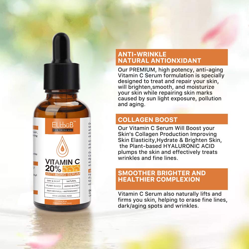 Premium 20% 𝐯𝐢𝐭𝐚𝐦𝐢𝐧 𝐜 𝐬𝐞𝐫𝐮𝐦 - (2PACK) with Hyaluronic Acid, Retinol & Amino Acids - Boost Skin Collagen,Hydrate & Plump Skin, Anti Aging & Wrinkle Facial Serum - dailyvitalstore