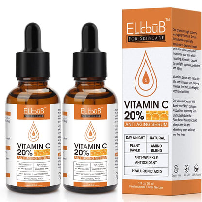 Premium 20% 𝐯𝐢𝐭𝐚𝐦𝐢𝐧 𝐜 𝐬𝐞𝐫𝐮𝐦 - (2PACK) with Hyaluronic Acid, Retinol & Amino Acids - Boost Skin Collagen,Hydrate & Plump Skin, Anti Aging & Wrinkle Facial Serum - dailyvitalstore