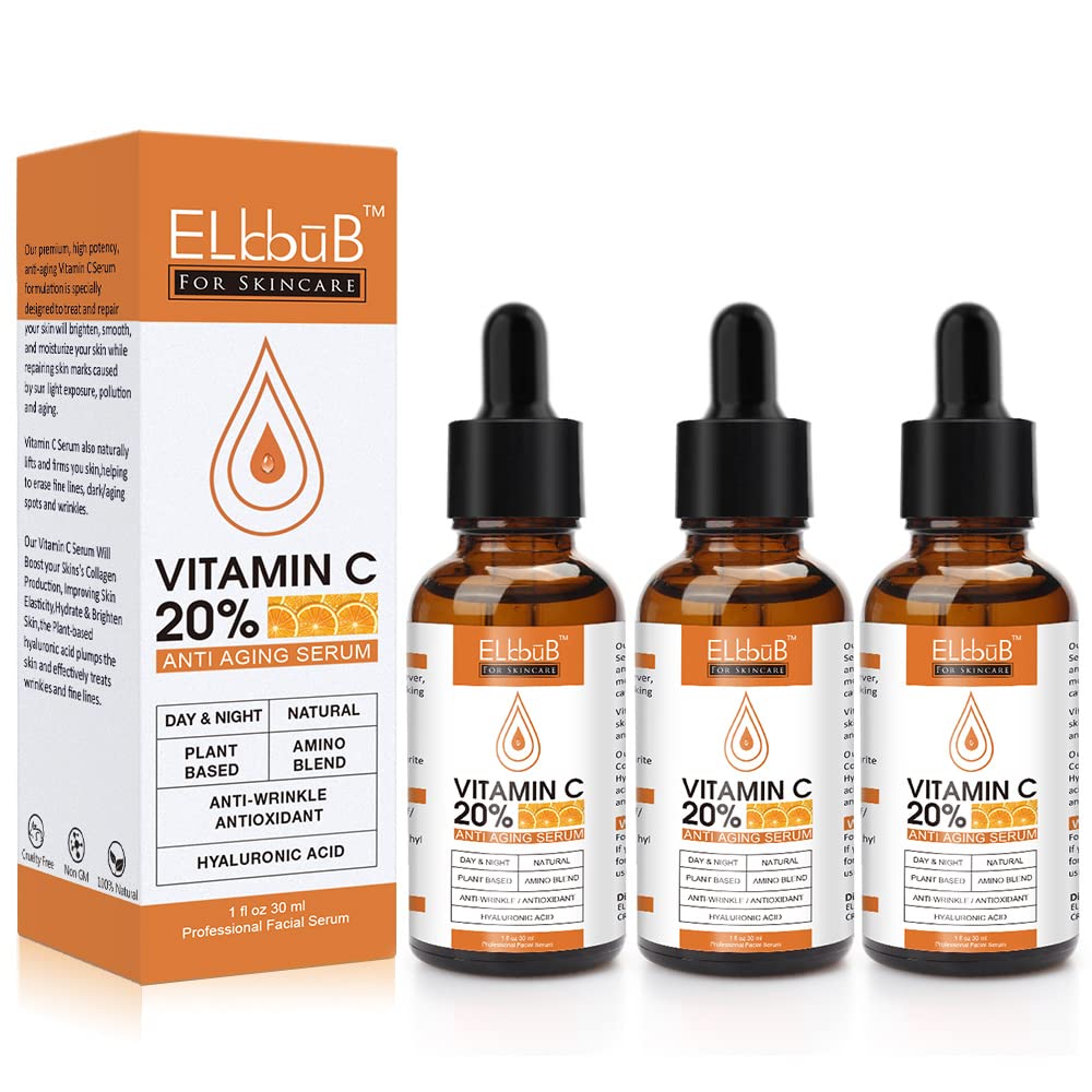 Premium 20% Vitamin C Serum For Face - (3PACK) with Hyaluronic Acid, Retinol & Amino Acids - Boost Skin Collagen,Hydrate & Plump Skin - dailyvitalstore