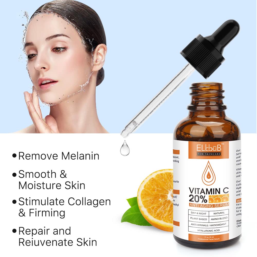 Premium 20% Vitamin C Serum For Face - (3PACK) with Hyaluronic Acid, Retinol & Amino Acids - Boost Skin Collagen,Hydrate & Plump Skin - dailyvitalstore
