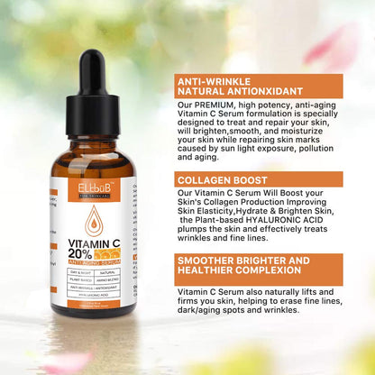 Premium 20% Vitamin C Serum For Face - (3PACK) with Hyaluronic Acid, Retinol & Amino Acids - Boost Skin Collagen,Hydrate & Plump Skin - dailyvitalstore