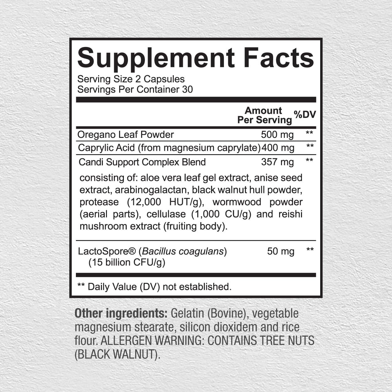 Premium Candida Cleanse Supplement – Candida Support Supplement with Oregano, Caprylic Acid, Black Walnut & Probiotics – Supports Gut Health, - dailyvitalstore