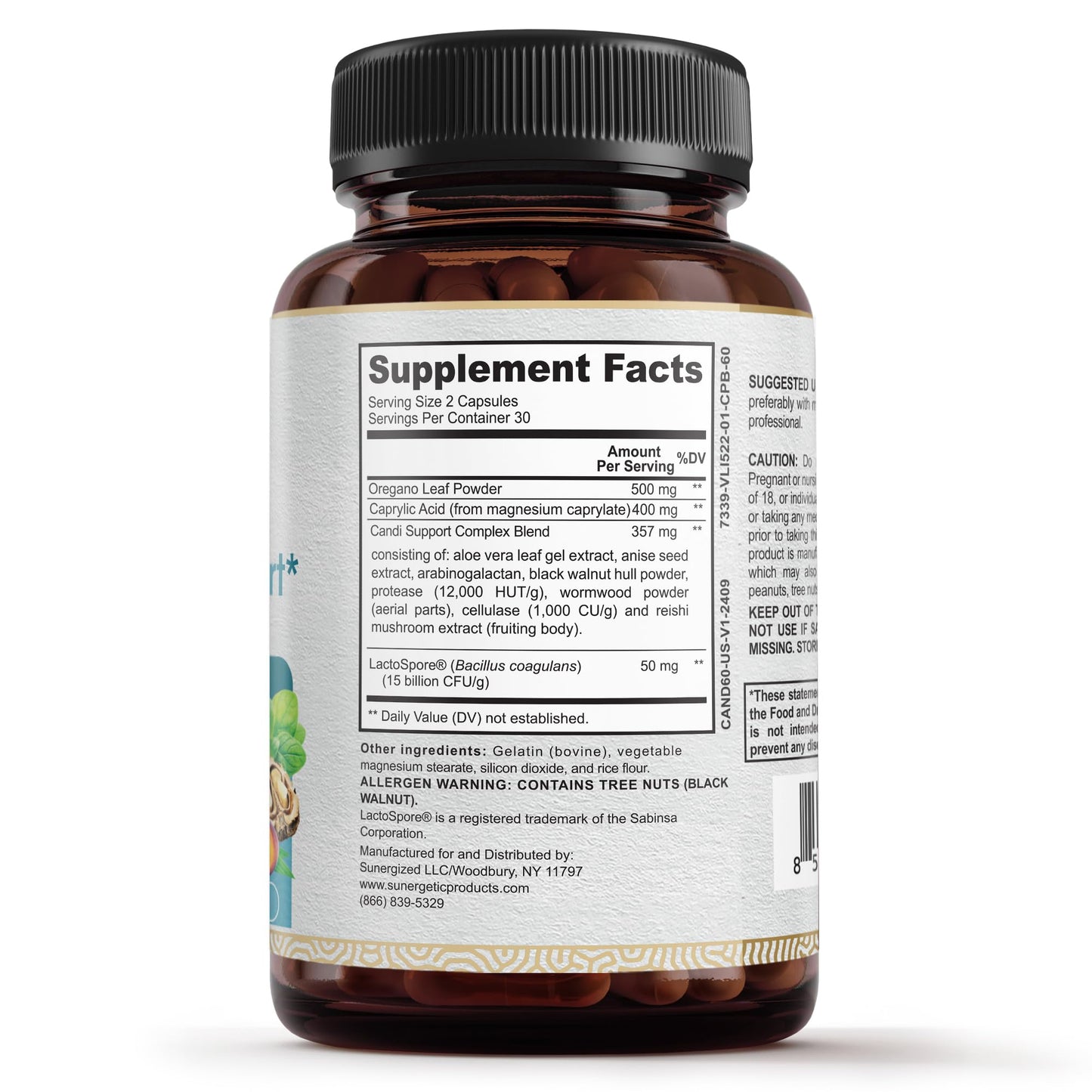 Premium Candida Cleanse Supplement – Candida Support Supplement with Oregano, Caprylic Acid, Black Walnut & Probiotics – Supports Gut Health, - dailyvitalstore