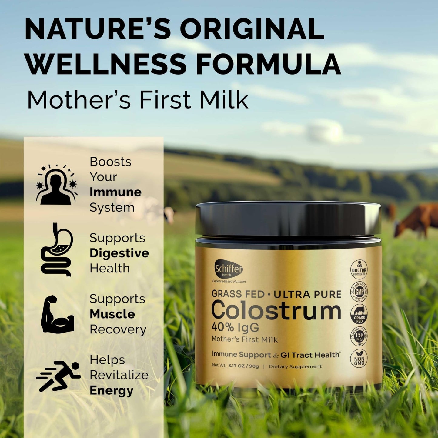 Premium Colostrum Supplement Highest IgG for Gut Health, Immune Support & Recovery Superfood, Anti-Age - Pure Grass-Fed Bovine Colostrum Powder - dailyvitalstore