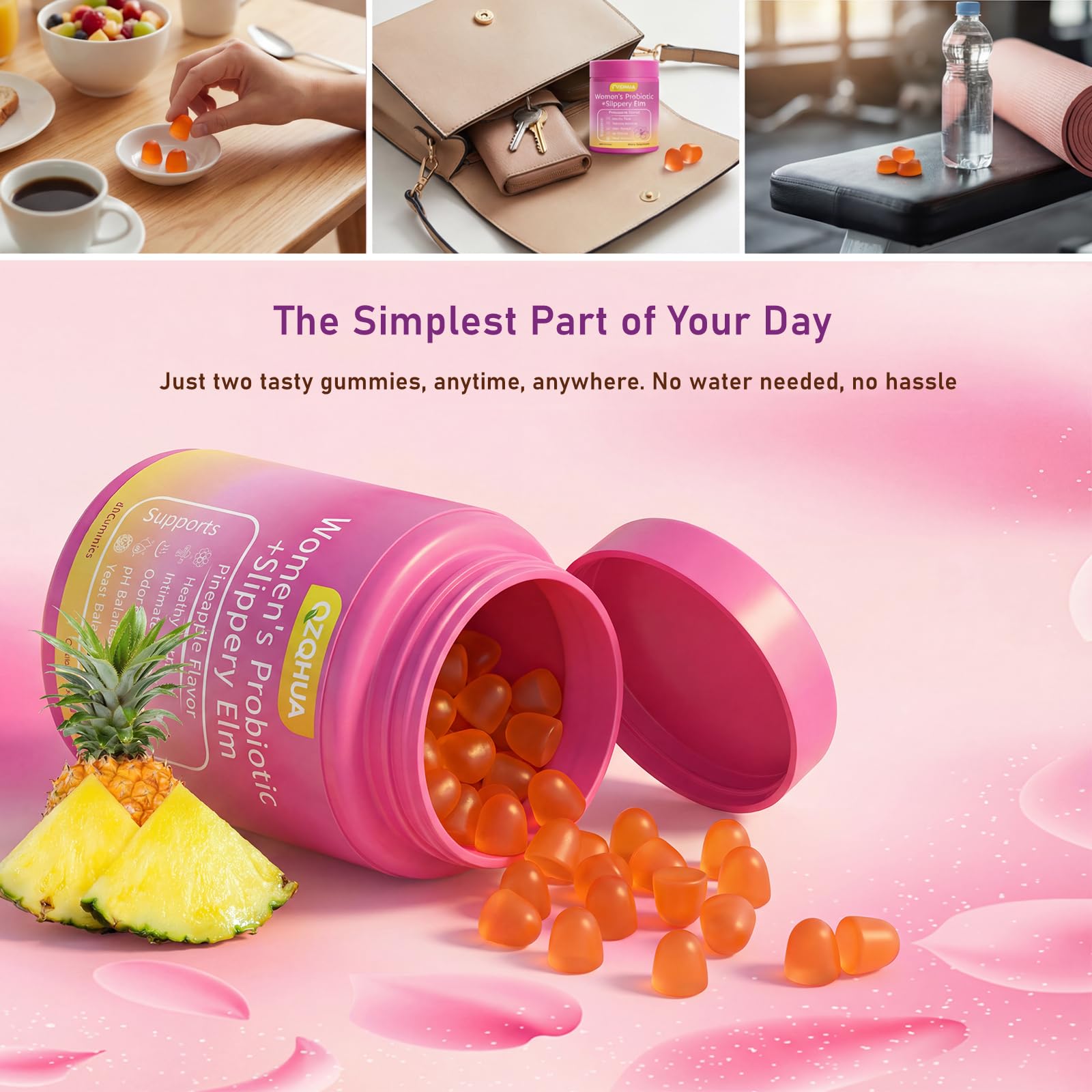 Premium Feminine Balance Gummies for Women - 60 Gummies, Hawaiian Pineapple Flavor - with Probiotics & Vitamin C - Supports Feminine Wellness & Healthy Balance - Gluten Free, Vegan（30 Servings）（Q2） - dailyvitalstore