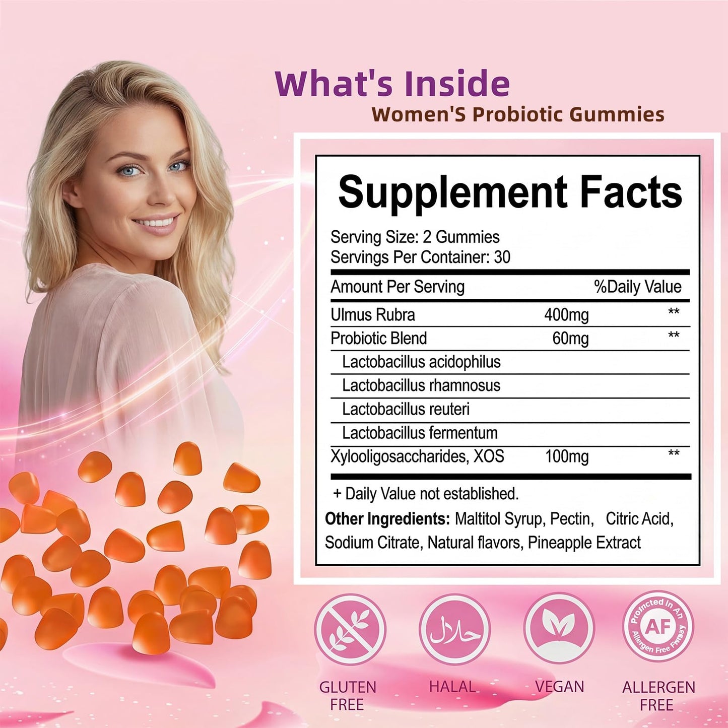 Premium Feminine Balance Gummies for Women - 60 Gummies, Hawaiian Pineapple Flavor - with Probiotics & Vitamin C - Supports Feminine Wellness & Healthy Balance - Gluten Free, Vegan（30 Servings）（Q2） - dailyvitalstore