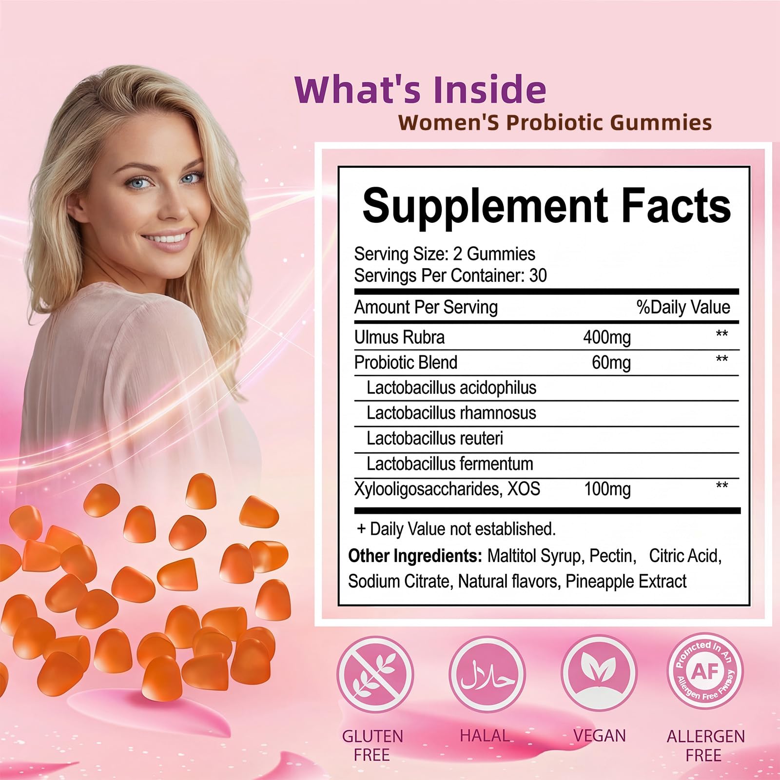Premium Feminine Balance Gummies for Women - 60 Gummies, Hawaiian Pineapple Flavor - with Probiotics & Vitamin C - Supports Feminine Wellness & Healthy Balance - Gluten Free, Vegan（30 Servings）（Q2） - dailyvitalstore