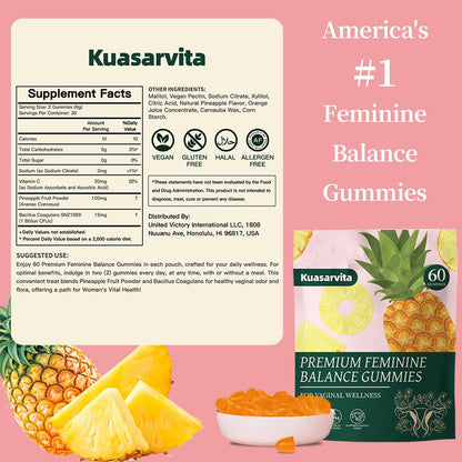 Premium Feminine Balance Gummies,Vital Vaginal Probiotics Source Feminine Gummies,Probiotic Gummies for Prenatal & Postnatal Women - Probiotics for Digestion, pH Balance, Gut Health, Immune Support - dailyvitalstore