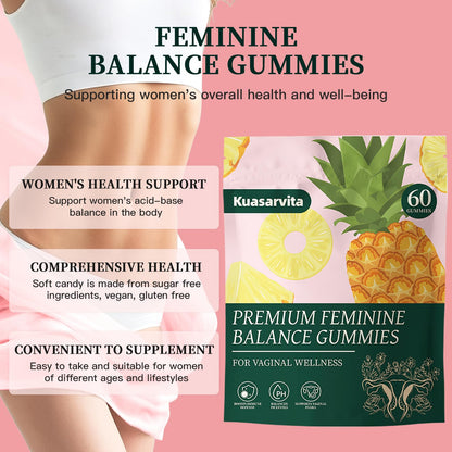 Premium Feminine Balance Gummies,Vital Vaginal Probiotics Source Feminine Gummies,Probiotic Gummies for Prenatal & Postnatal Women - Probiotics for Digestion, pH Balance, Gut Health, Immune Support - dailyvitalstore