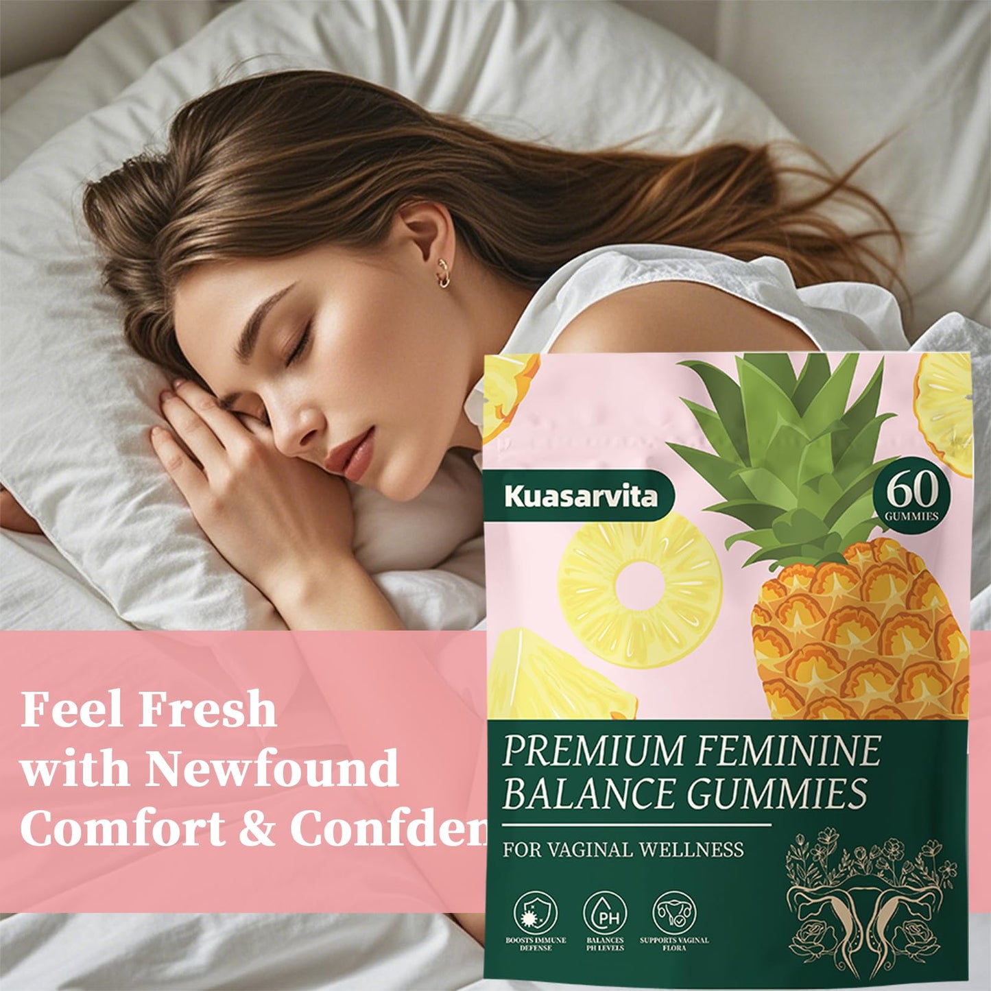 Premium Feminine Balance Gummies,Vital Vaginal Probiotics Source Feminine Gummies,Probiotic Gummies for Prenatal & Postnatal Women - Probiotics for Digestion, pH Balance, Gut Health, Immune Support - dailyvitalstore