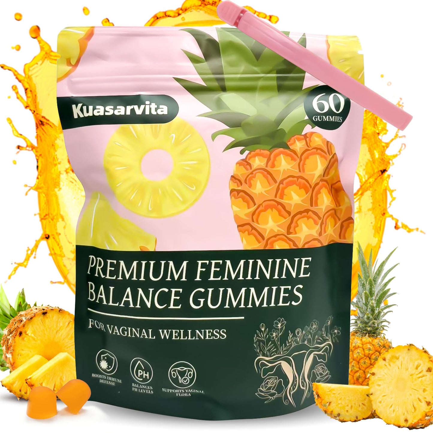 Premium Feminine Balance Gummies,Vital Vaginal Probiotics Source Feminine Gummies,Probiotic Gummies for Prenatal & Postnatal Women - Probiotics for Digestion, pH Balance, Gut Health, Immune Support - dailyvitalstore