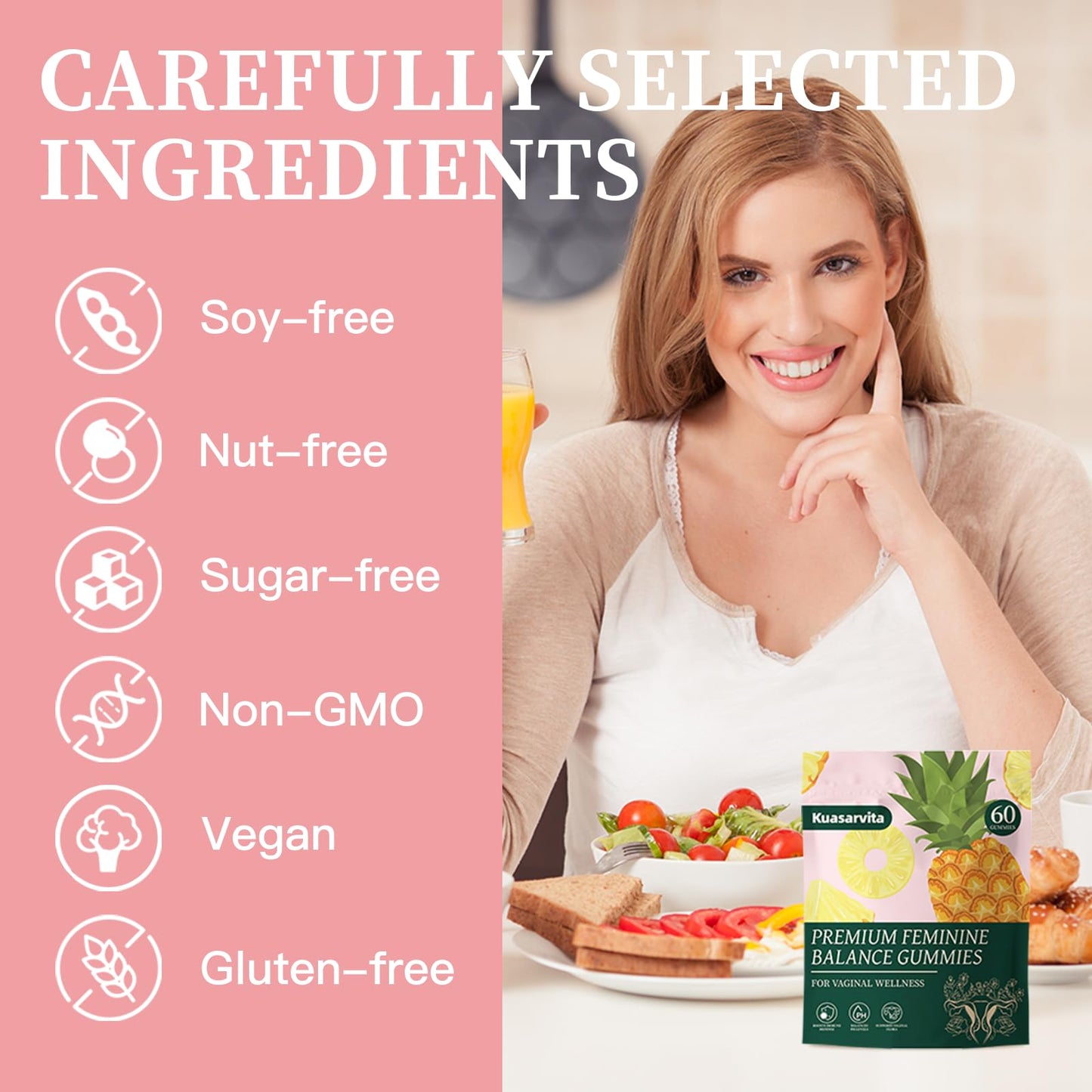 Premium Feminine Balance Gummies,Vital Vaginal Probiotics Source Feminine Gummies,Probiotic Gummies for Prenatal & Postnatal Women - Probiotics for Digestion, pH Balance, Gut Health, Immune Support - dailyvitalstore