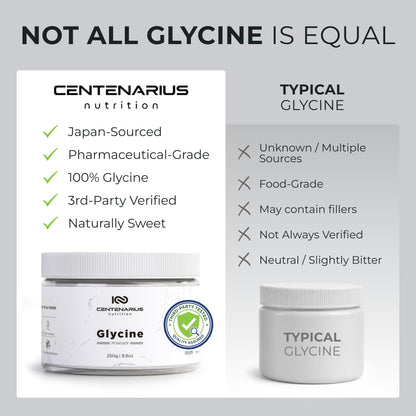 Premium Glycine Powder 250g | Amino Acids Supplement for Post Workout Muscle Recovery, Digestion, Sleep Aid + More - Vegan, Additive-Free - dailyvitalstore