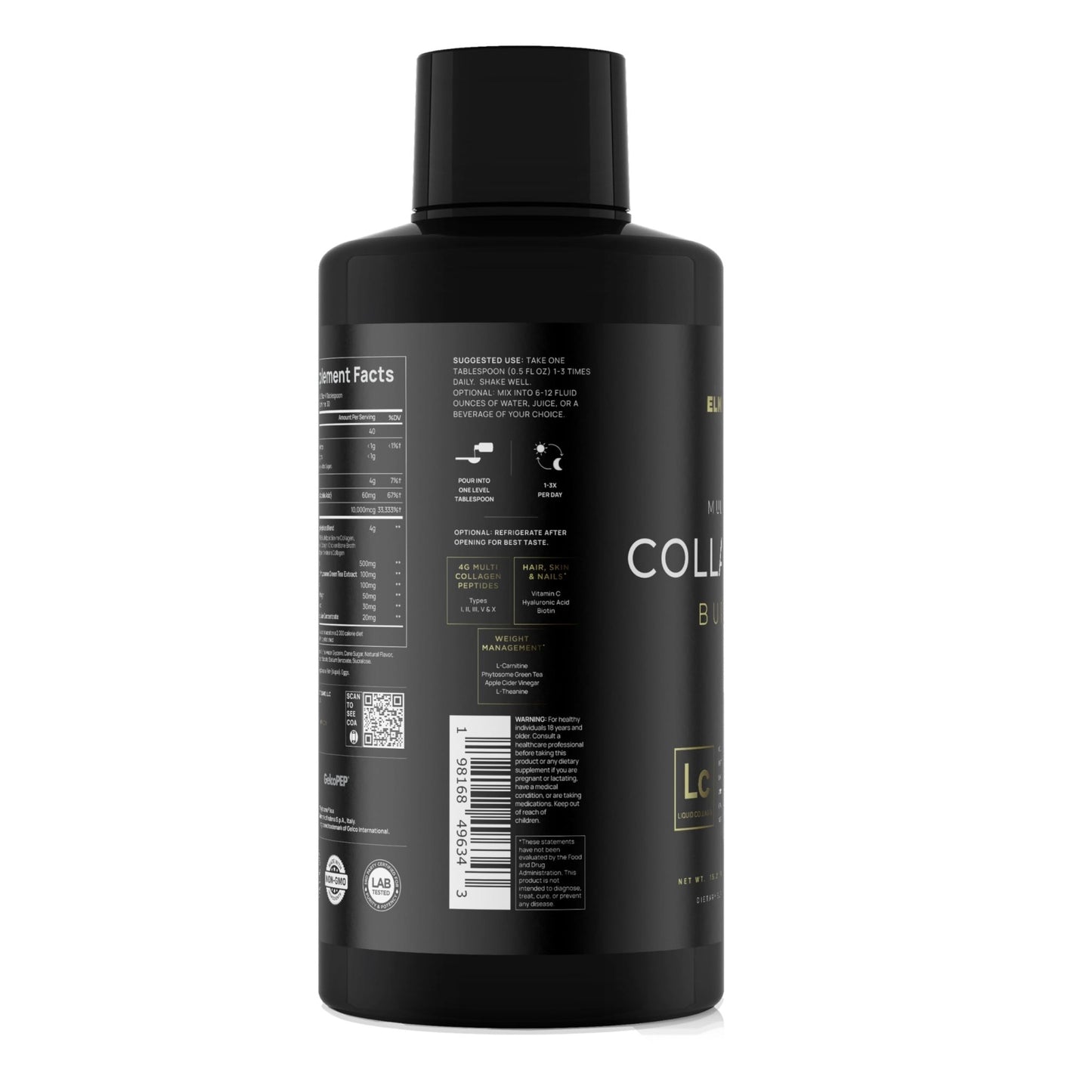 Premium Liquid Collagen for Women Weight Loss & Beauty w. Hyaluronic Acid, Biotin, L-Carnitine, Apple C Vinegar - Ultra Pure Multi Collagen Protein Shots Drink - dailyvitalstore