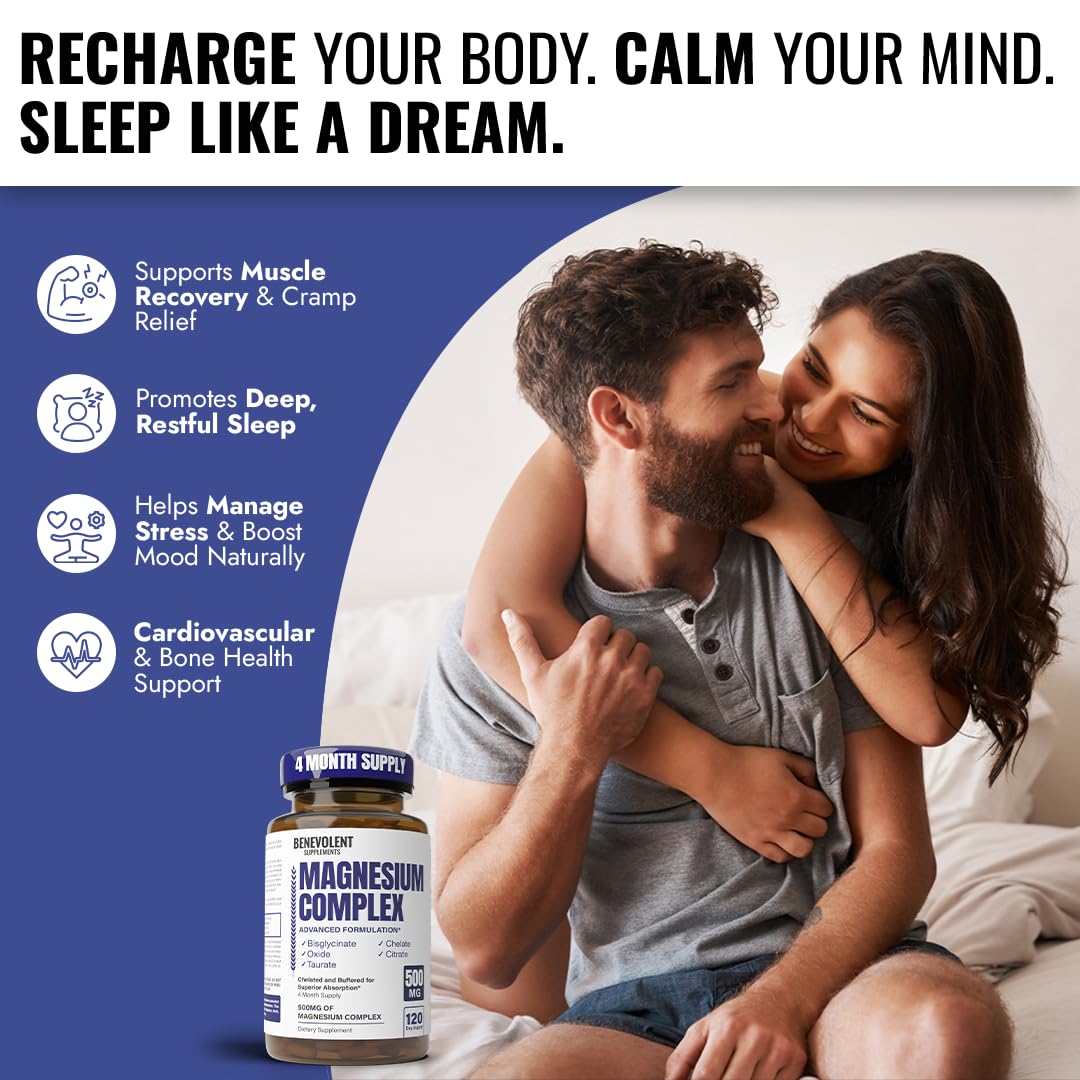 Premium Magnesium Capsules 500mg, High Absorption Formula Chelated Buffered Citrate to Support Digestion, Bone, Sleep & Muscle Health - dailyvitalstore