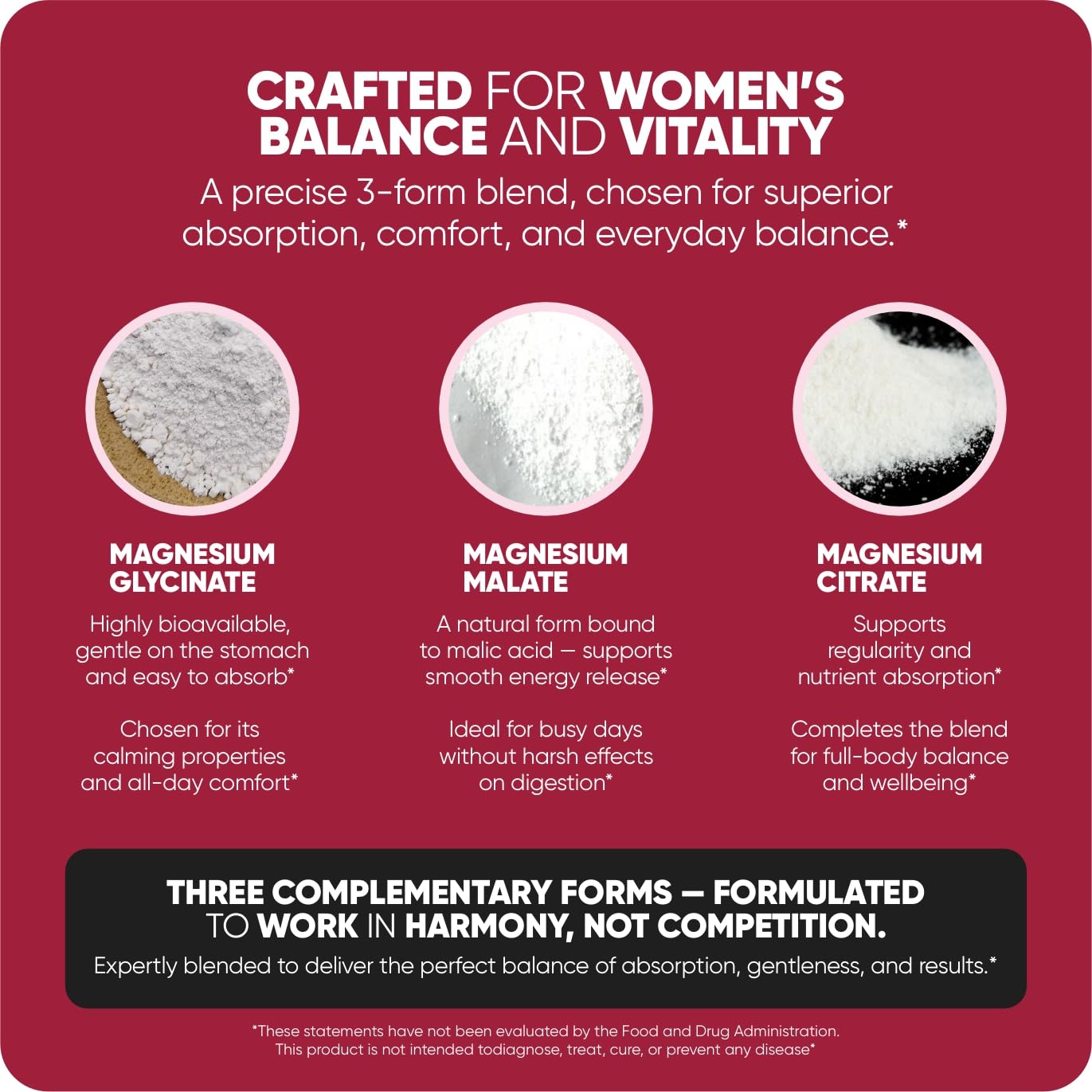 Premium Magnesium Complex for Women 60 Capsules | Complete 3-in-1 with Magnesium Glycinate Citrate & Malate Supports Calm, Digestion, Energy Vegan & Non-GMO Supplement | Veloraa - dailyvitalstore