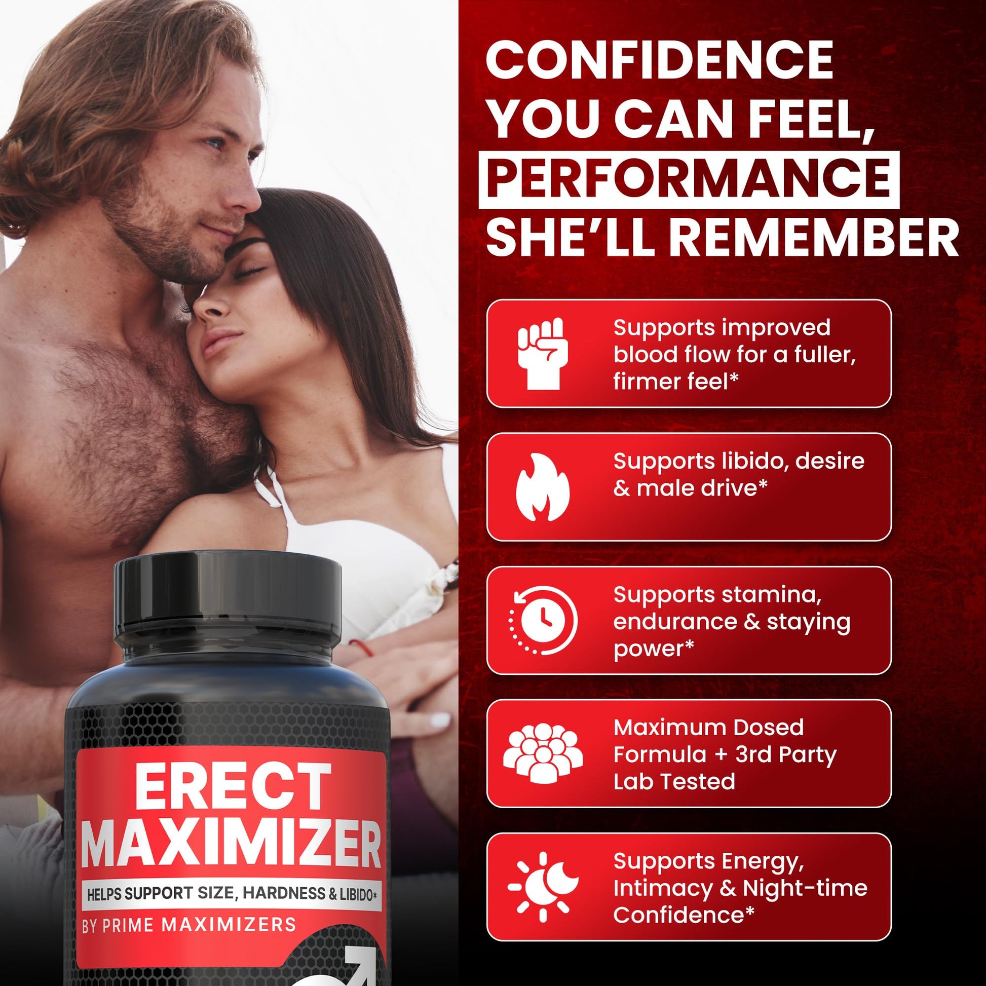 Premium Male Enhancement | Rapid Acting Blood Flow Support | Bigger, Rock Hard, Longer | 9 in 1 Intimacy Complex to Restore Confidence, California Manufactured, 3rd Party Tested – 90 Caps - dailyvitalstore