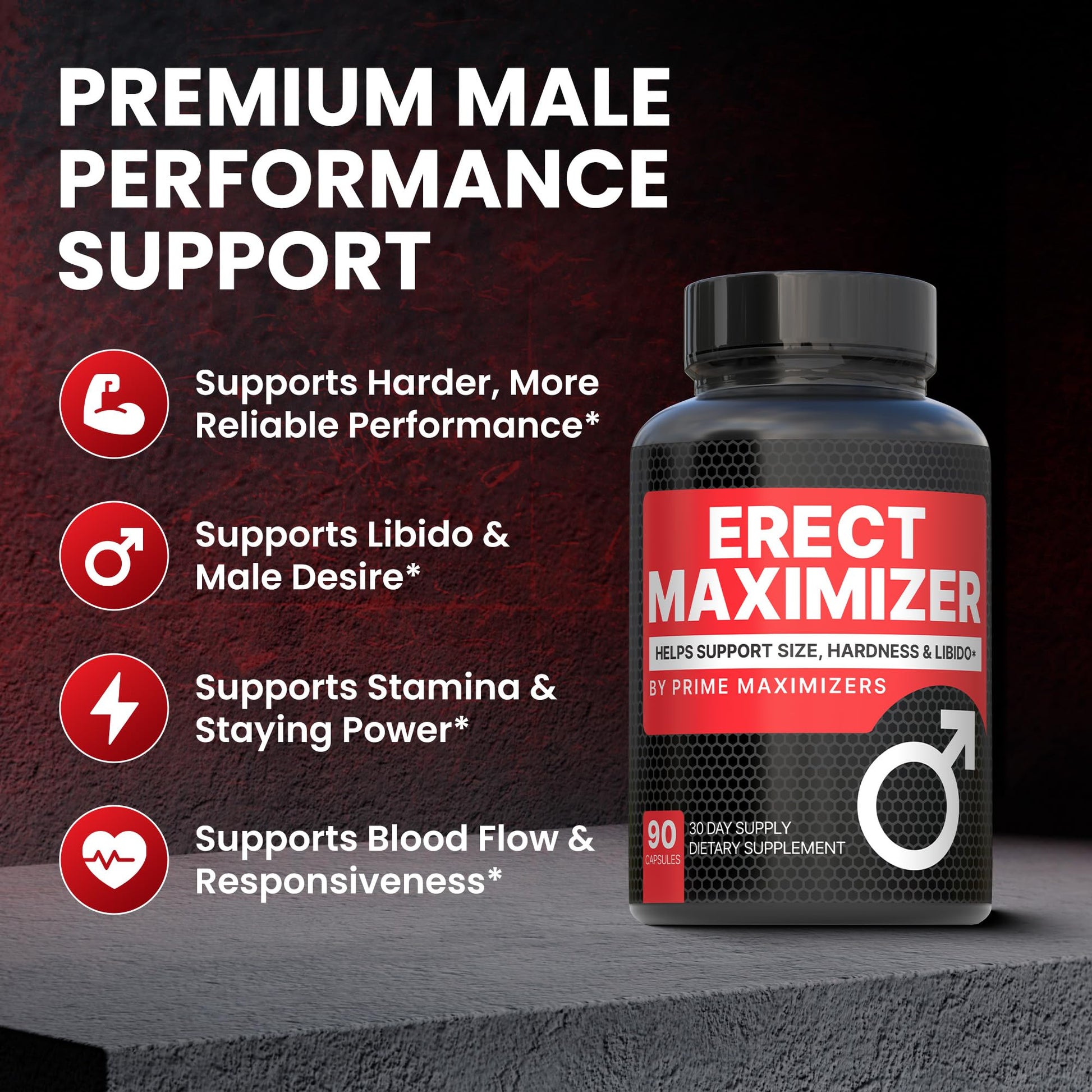 Premium Male Enhancement | Rapid Acting Blood Flow Support | Bigger, Rock Hard, Longer | 9 in 1 Intimacy Complex to Restore Confidence, California Manufactured, 3rd Party Tested – 90 Caps - dailyvitalstore