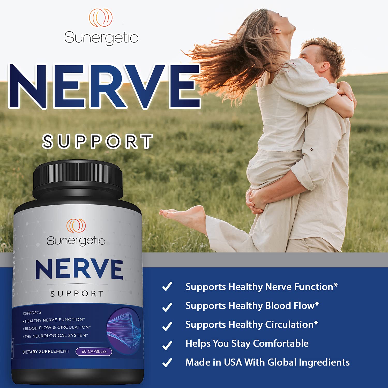 Premium Nerve Support Supplement – with Alpha Lipoic Acid (ALA) 600 mg, Acetyl-L-Carnitine (ALC) & Benfotiamine - Nerve Support Formula for Healthy Circulation, Feet, Hands & Toes - 60 Capsules - dailyvitalstore
