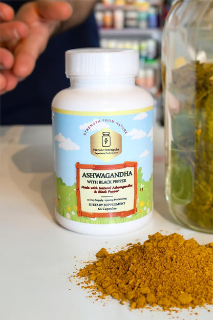 Premium Organic Ashwagandha with Black Pepper - 1300mg per Serving, 60 Capsules - Made in USA, FDA Registered Facility - Enhanced Absorption with Piperine for Optimal Performance - dailyvitalstore