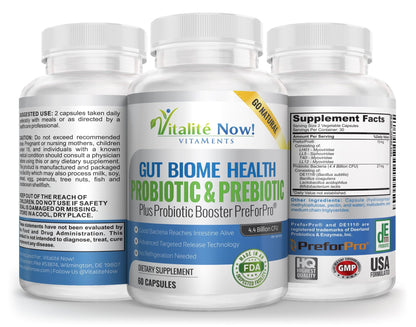 Premium Probiotic plus Ultimate Prebiotic - Gut Biome Builder & Restoration - 4.4 Bn CFU - Best for Women & Men - Bacteria Reaches Intestine within Hours - dailyvitalstore