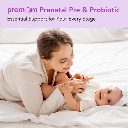 Premom Prenatal Prebiotics & Probiotics for Women, 30 Billion CFU, 18 Strains, Organic Prebiotic & Womens Probiotic, Vaginal, Gut, & Digestive Health + Immune Support Supplement - dailyvitalstore
