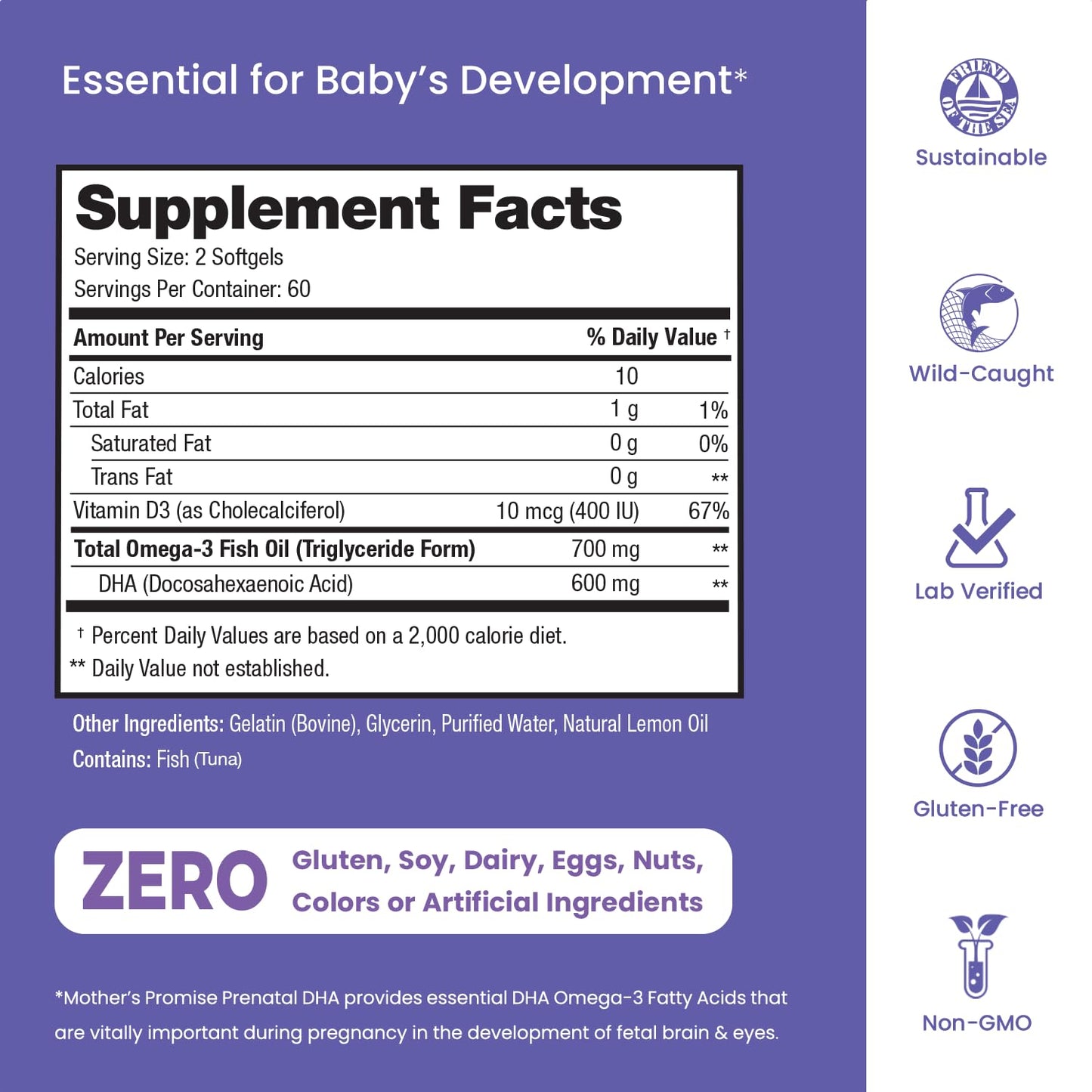 Prenatal DHA for Women 600mg + 400 IU Vitamin D3 | 120 Softgels | Supports Brain Health | Triglyceride Omega 3 Fish Oil DHA Prenatal Vitamins for Pregnancy & Nursing | 300mg per Capsule - dailyvitalstore