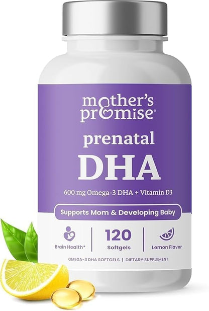 Prenatal DHA for Women 600mg + 400 IU Vitamin D3 | 120 Softgels | Supports Brain Health | Triglyceride Omega 3 Fish Oil DHA Prenatal Vitamins for Pregnancy & Nursing | 300mg per Capsule - dailyvitalstore