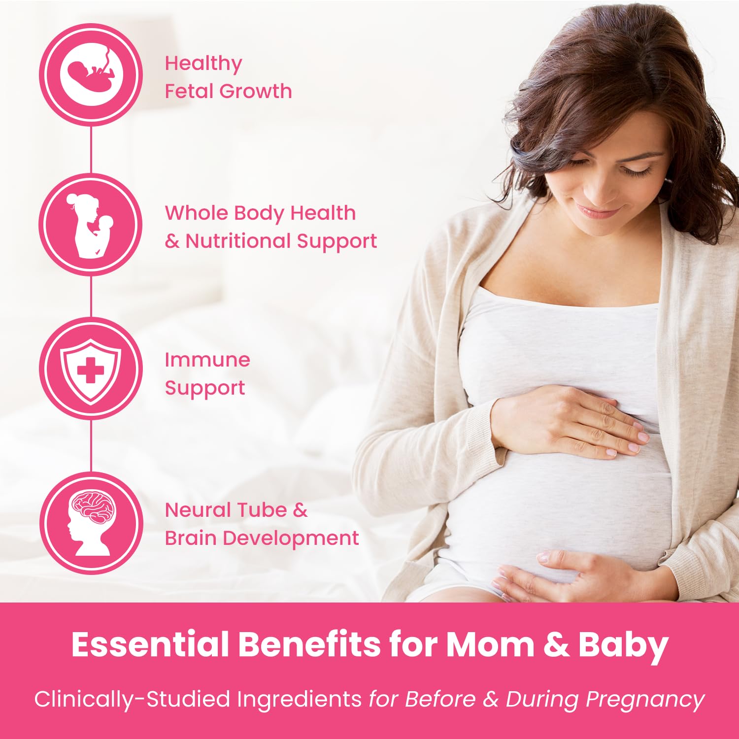 Prenatal Vitamin Gummies with DHA | Vegan Prenatal Vitamins for Women with Omega 3, Methylfolate, Choline & D3, Pregnancy Vitamins for Fetal Development - dailyvitalstore