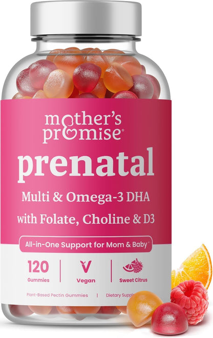 Prenatal Vitamin Gummies with DHA | Vegan Prenatal Vitamins for Women with Omega 3, Methylfolate, Choline & D3, Pregnancy Vitamins for Fetal Development - dailyvitalstore