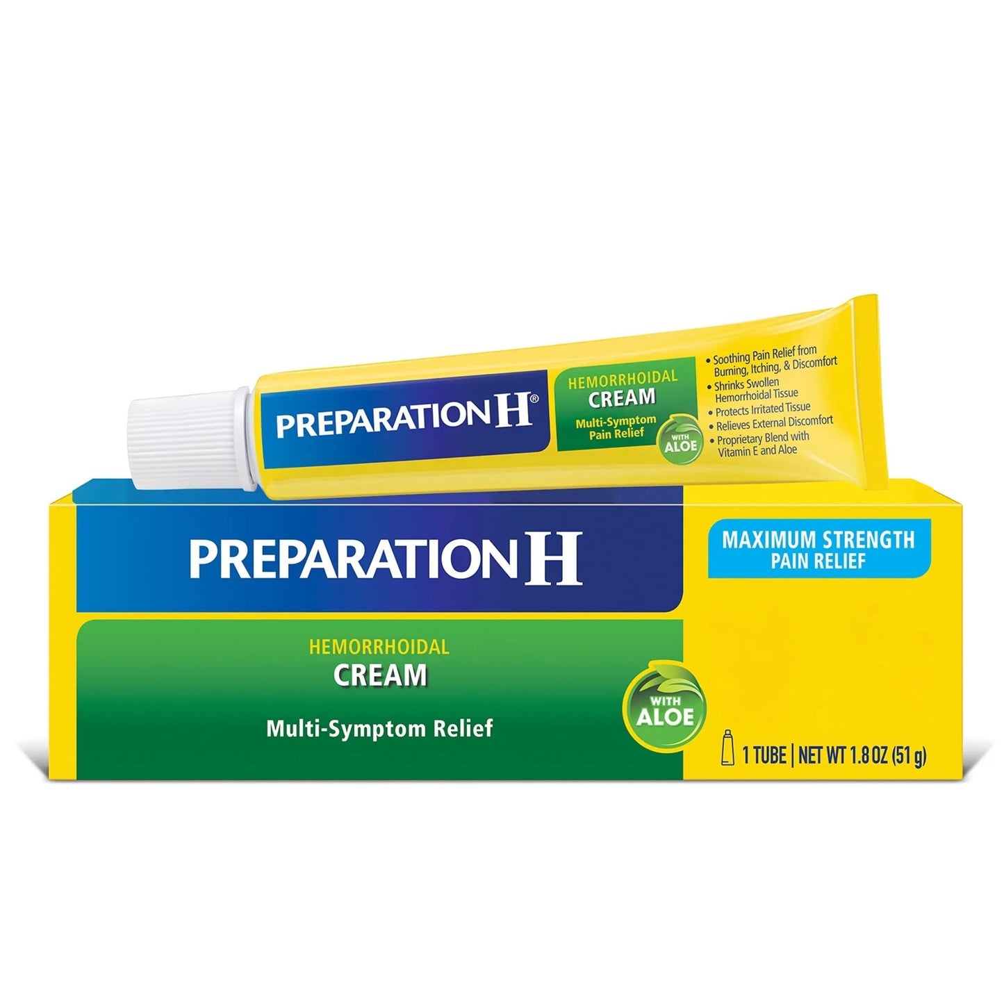 Preparation H Hemorrhoid Cream with Aloe for Multi-Symptom Relief - 1.8 Oz Tube - dailyvitalstore