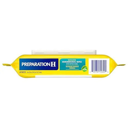 Preparation H Hemorrhoid Flushable Wipes with Witch Hazel for Skin Irritation Relief - 48 Count (Pack of 4) - dailyvitalstore
