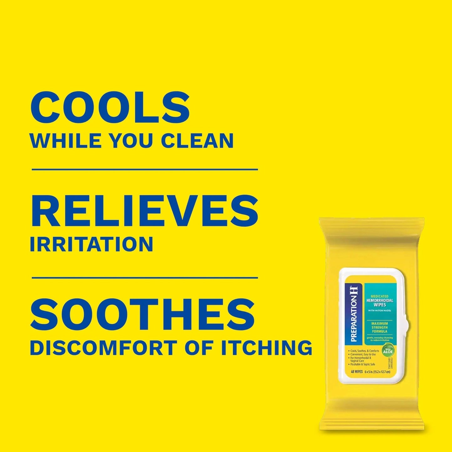 Preparation H Hemorrhoid Flushable Wipes with Witch Hazel for Skin Irritation Relief - 48 Count (Pack of 4) - dailyvitalstore