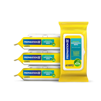 Preparation H Hemorrhoid Flushable Wipes with Witch Hazel for Skin Irritation Relief - 48 Count (Pack of 4) - dailyvitalstore