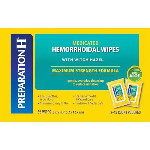 Preparation H Hemorrhoid Flushable Wipes with Witch Hazel for Skin Irritation Relief - 96 Count - dailyvitalstore