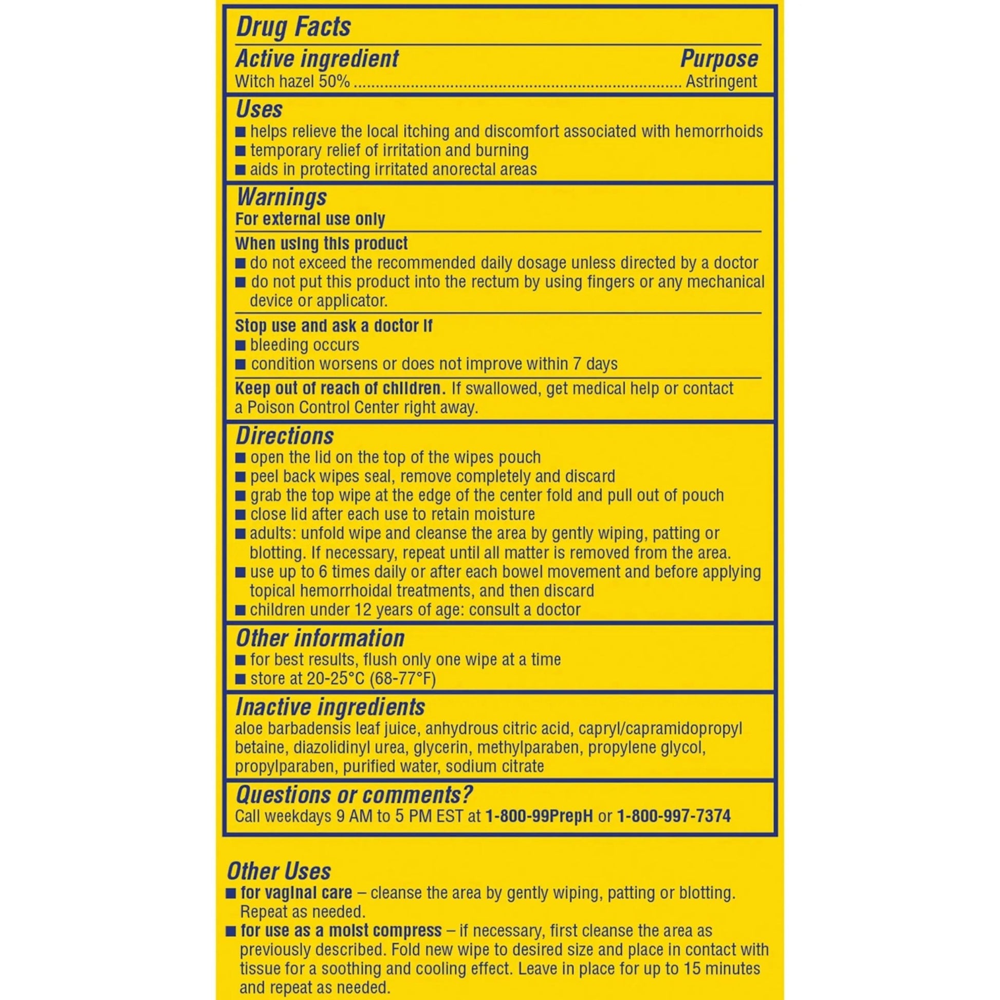 Preparation H Hemorrhoid Flushable Wipes with Witch Hazel for Skin Irritation Relief - 96 Count - dailyvitalstore