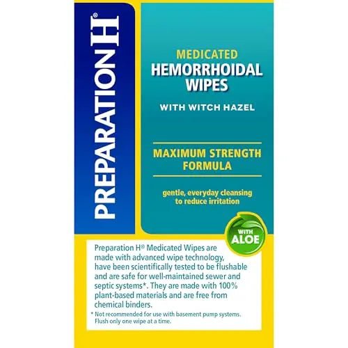 Preparation H Hemorrhoid Flushable Wipes with Witch Hazel for Skin Irritation Relief - 96 Count - dailyvitalstore