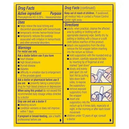 Preparation H Hemorrhoid Suppositories For Itching And Discomfort Relief - 12 Count (Pack of 1) - dailyvitalstore