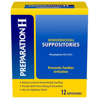 Preparation H Hemorrhoid Suppositories For Itching And Discomfort Relief - 12 Count (Pack of 1) - dailyvitalstore