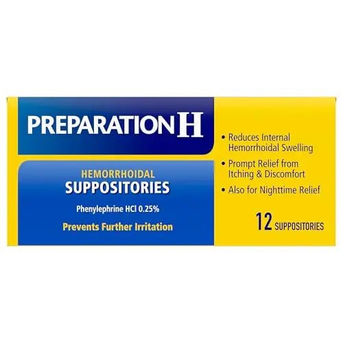 Preparation H Hemorrhoid Suppositories For Itching And Discomfort Relief - 12 Count (Pack of 1) - dailyvitalstore
