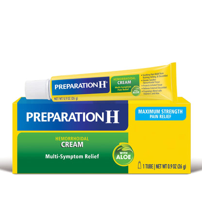 Preparation H Hemorrhoid Symptom Treatment Cream (0.9 Ounce Tube), Maximum Strength Multi-Symptom Pain Relief with Aloe - dailyvitalstore