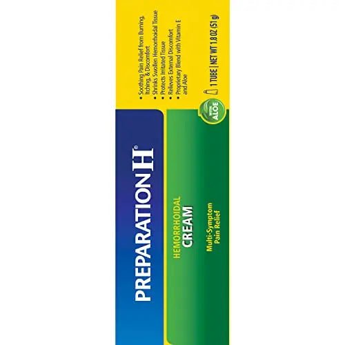 Preparation H Hemorrhoid Symptom Treatment Cream (2 x 1.8 Ounce Tube), Maximum Strength Multi-Symptom Pain Relief with Aloe - dailyvitalstore