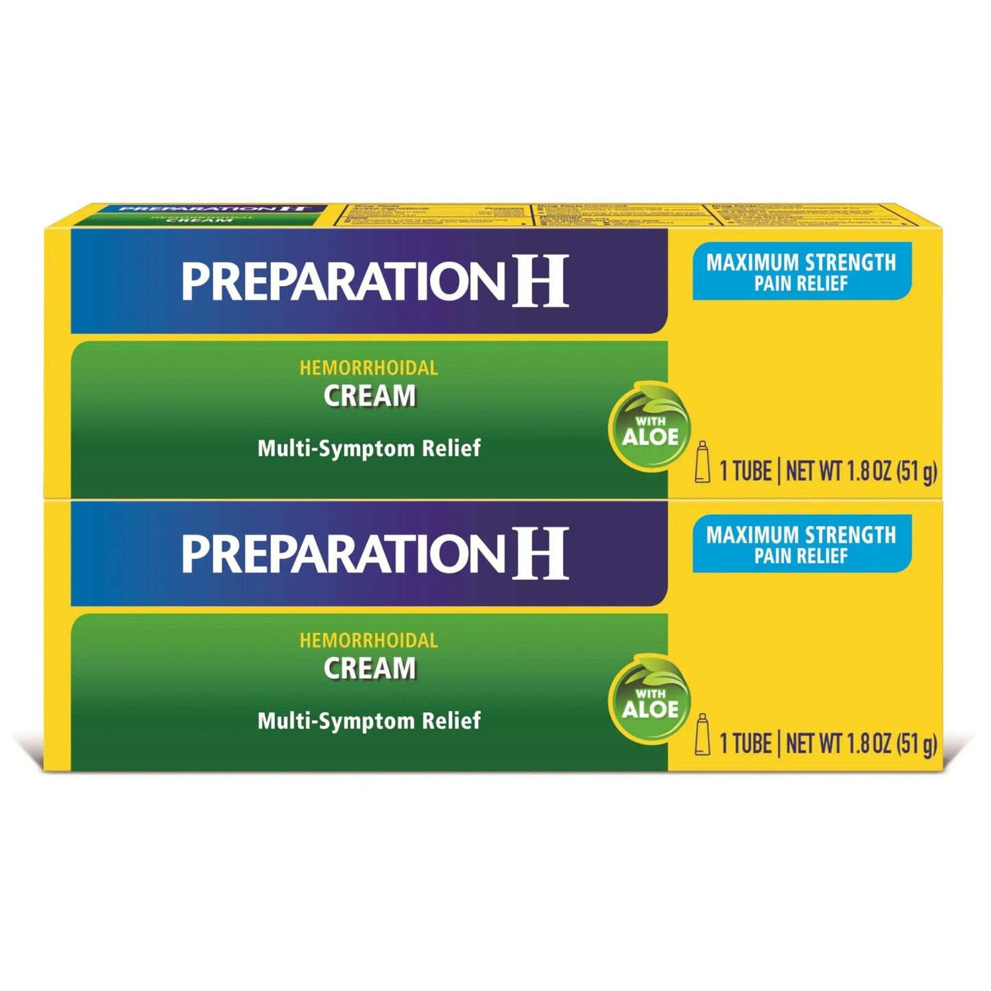 Preparation H Hemorrhoid Symptom Treatment Cream (2 x 1.8 Ounce Tube), Maximum Strength Multi-Symptom Pain Relief with Aloe - dailyvitalstore