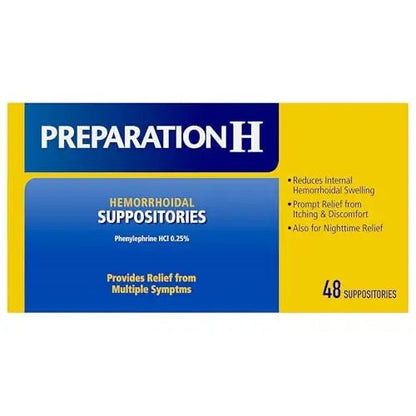 PREPARATION H Hemorrhoid Symptom Treatment Suppositories, Burning, Itching and Discomfort Relief (48 Count) - dailyvitalstore