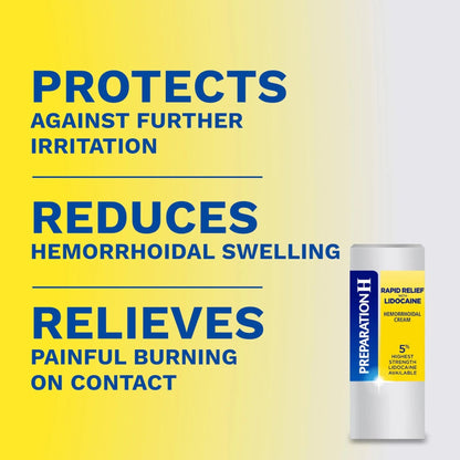 Preparation H Rapid Relief Hemorrhoid Cream with Lidocaine, Numbing Relief for Swelling, Pain, Burning and Itching - 0.75 Oz Tube - dailyvitalstore