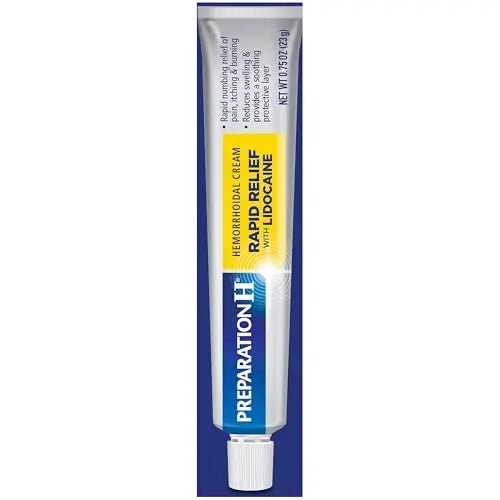 Preparation H Rapid Relief Hemorrhoid Cream with Lidocaine, Numbing Relief for Swelling, Pain, Burning and Itching - 0.75 Oz Tube - dailyvitalstore