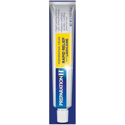 Preparation H Rapid Relief Hemorrhoid Cream with Lidocaine, Numbing Relief for Swelling, Pain, Burning and Itching - 0.75 Oz Tube - dailyvitalstore