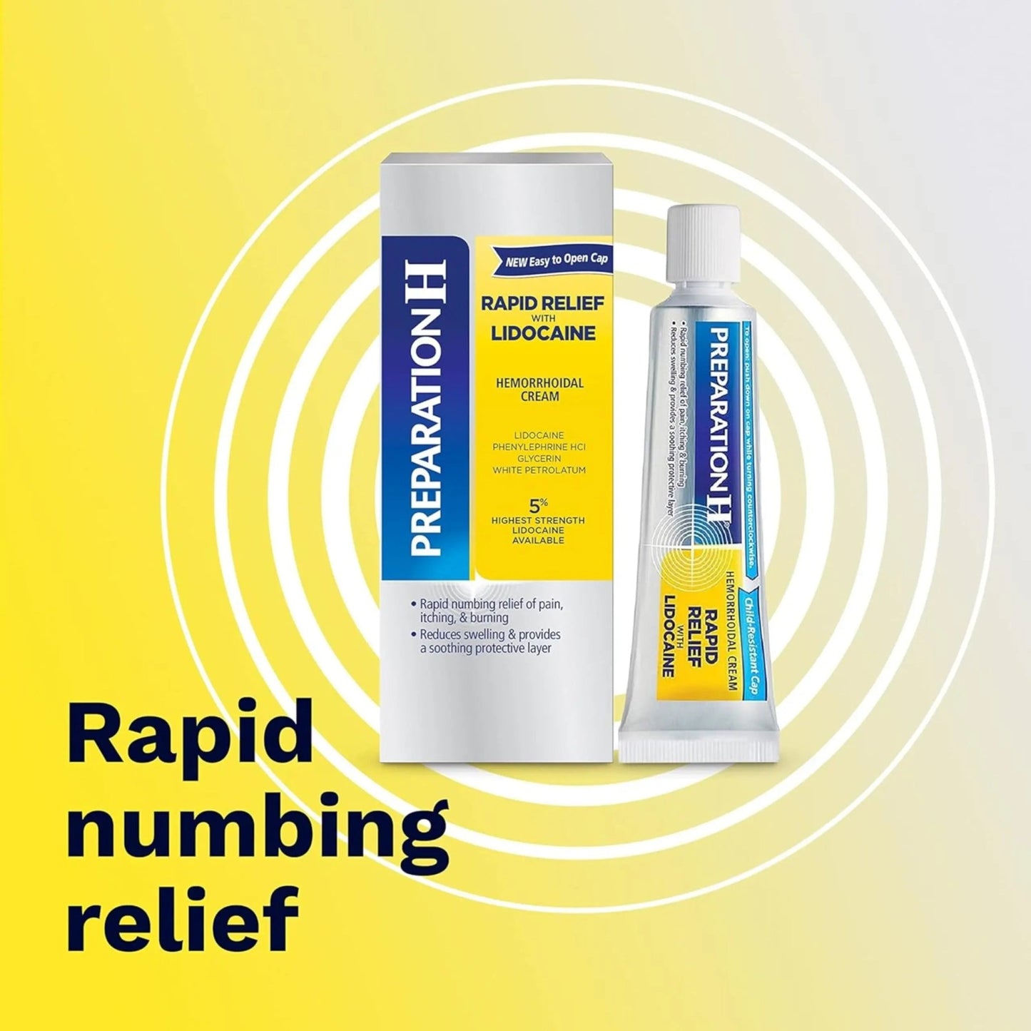 Preparation H Rapid Relief Hemorrhoid Cream with Lidocaine, Numbing Relief for Swelling, Pain, Burning and Itching - 1 Oz Tube - dailyvitalstore
